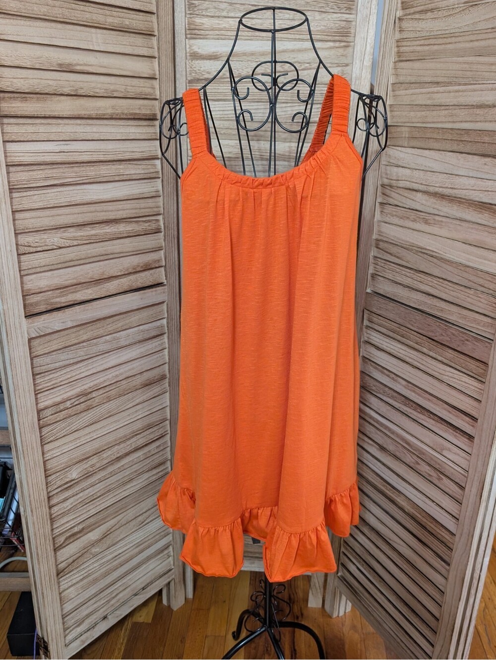 Ai'mage Floaty Summer Dress Bright Orange Sleeveless Strap Size S Y2K VACATION
